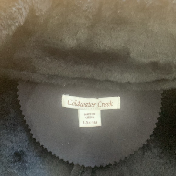 Cold Water Creek black fur trim vest Large 14-16 - Picture 3 of 5